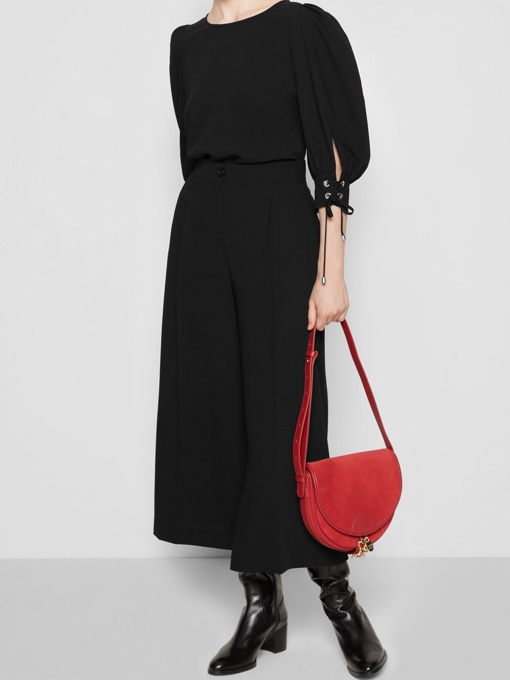 See By Chloe Tie Cuff Neutral Blouse